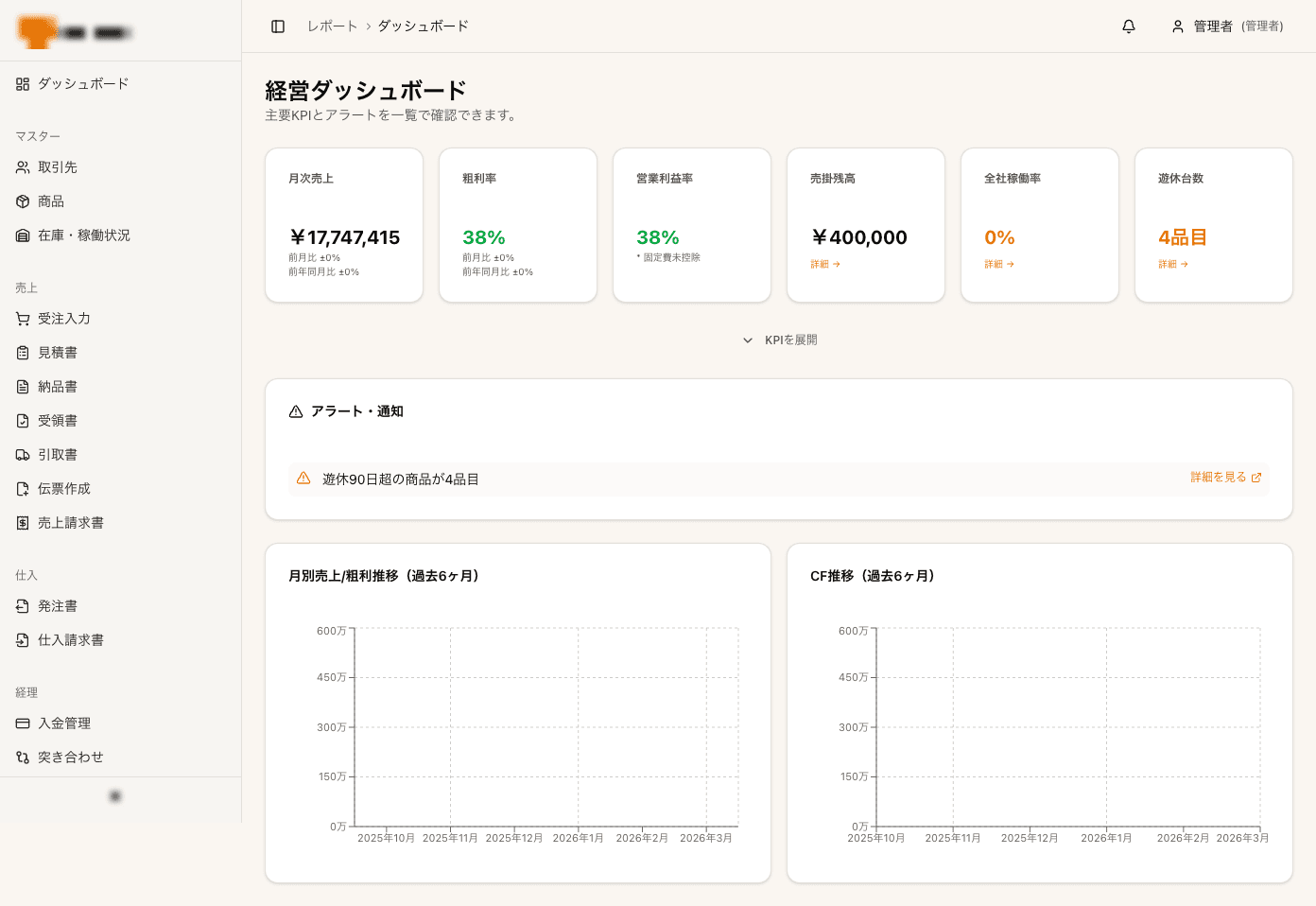 実績 リース業 業務基幹SaaS の画面